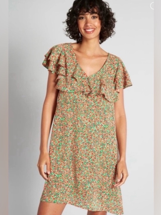 Modcloth Dresses & Skirts - NWT Modcloth Molly Bracken Poised For Poppies Floral Ruffle Short Sleeve Dress